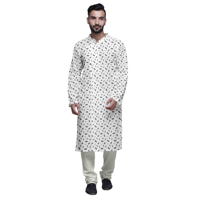 Atasi Designer Kurta Pajama For Men Printed Angrakha Style Casual Summer Clothing