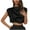 Black, variant on yillto Women's Satin Top Ruched Mock Neck Blouse Cap Sleeve Dressy Work Office Crop Shirt for Women