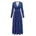 thumbnail image 5 of FKELYI Christmas Holly Fruit Print Womens Long Sleeve Maxi Dress Soft V-neck Casual Dress with Pocket Fall Flowy Dresses for Spring Winter, L, 5 of 6