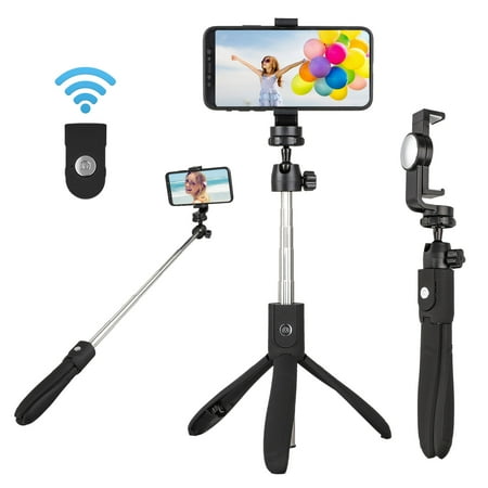 Wireless Tripod (EEEKit Bluetooth Selfie Stick Tripod Extendable Cell Phone Tripod with Wireless Remote Compatible with iPhone X XS Max XR 8 Plus, Galaxy S10/S10 Plus, S9/S9)