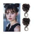 thumbnail image 1 of 2Pcs Messy Bun Hair Piece Tousled Updo with Tendrils Synthetic Wavy Curly Elastic Band Hair Extensions, 1 of 5