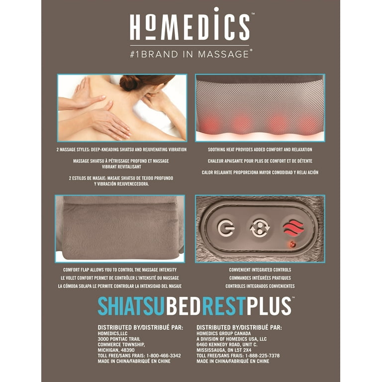 HoMedics Shiatsu Bed Rest Upper Back Massage Cushion with