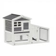 thumbnail image 3 of QinaQin Double Layer Rabbit Hutch, Wooden Bunny Cage with Run, Grey, 3 of 7