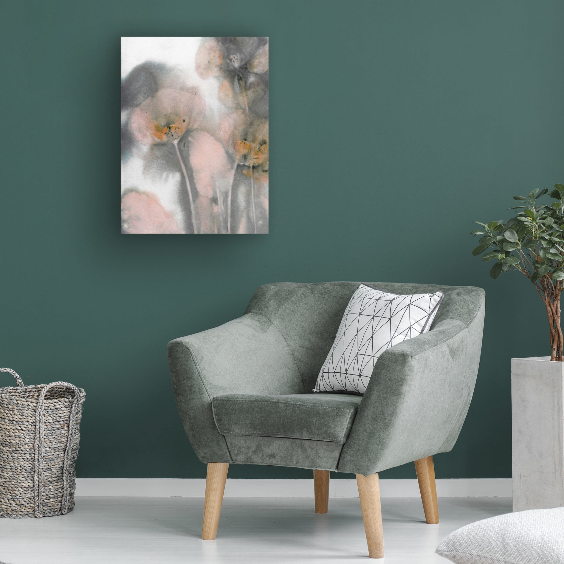 Canvas Wall Art - Pernille Folcarelli 'Poppy Salmon Grey' Wall Art for Living Room, Bedroom, or Office Décor by Trademark Fine Art - 24 x 32 Inches