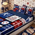 thumbnail image 3 of Meiyoeat Eat Sleep Baseball Zipper Full Size Comforter Sets with Fitted Sheet and 2 Pillowcases, Sport Ball Gamer Zipper Bedding Set, Red Blue White,4pcs,Navy Blue Reversible, 3 of 6