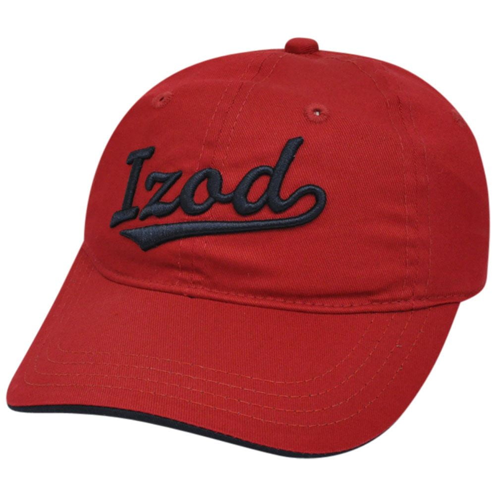 IZOD Clothes Brand Classic Script Logo Garment Wash Sun Buckle Red Hat