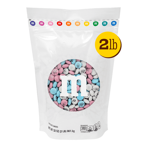 M&M'S Gender Reveal Milk Chocolate Candy, Baby Shower or Reveal Party Candy, 2lb Resealable Bulk Bag