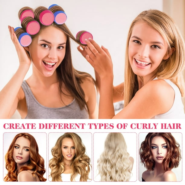 12pcs Sponge Hair Curlers Long Medium Short Hair Rollers Women Sleeping Hair Curlers for Bangs Random Color