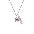thumbnail image 2 of Delight Jewelry Silvertone Small Hot Pink & Purple Butterfly Silvertone Balance Bar Charm Necklace, 23", 2 of 4