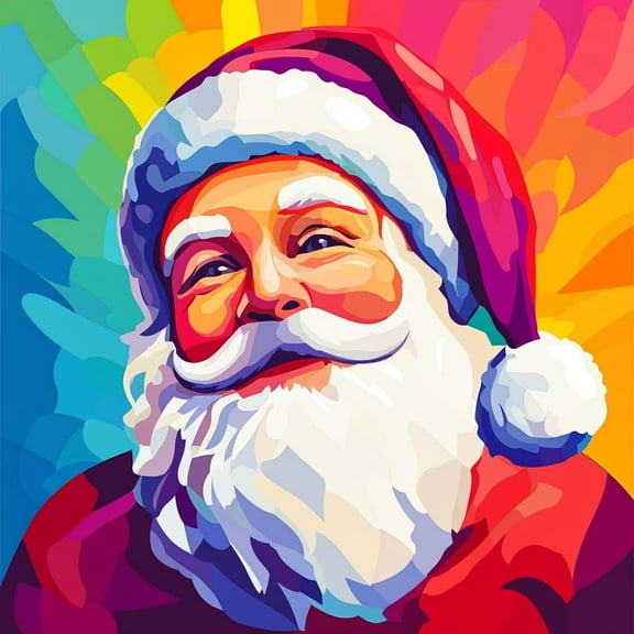 Merry Christmas Santa Claus DIY 5D Diamond Art Painting by Number Kits for Adults Paint with Full Drill Round Diamond Gems Painting Art Craft for Home Wall Decoration 13.8x13.8in