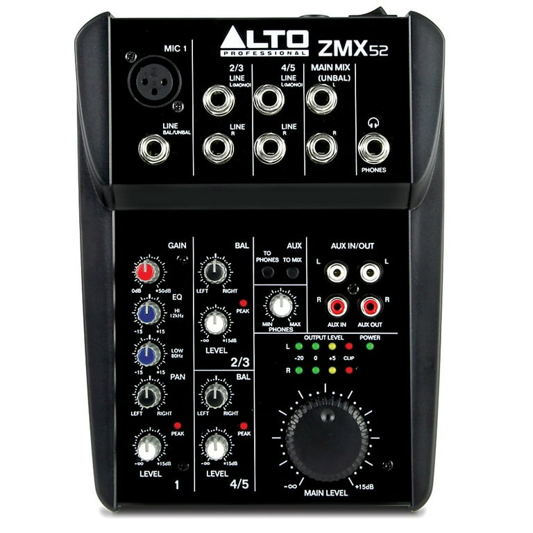 5チャンネルコンパクトミキサーZMX52 Alto ZMX 52 Compact 5-Channel Compact Mixer, ZMX52X110