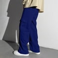 thumbnail image 2 of kpoplk Boys Sweatpants Boys Athletic Joggers Pants Kids Youth Open Bottom Pants with Pockets Drawstring(Dark Blue,5-6 Y), 2 of 7