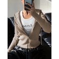 thumbnail image 6 of Women'S Long Sleeve Ribbed Knit Cardigan Drawstring Fitted Hooded Sweaters Fall Clothes Trendy Apricot Color XXL, 6 of 9