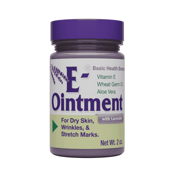 Basic Health Brands Lavender Vitamin E Ointment for Stretch Marks, Wrinkles & Skin Moisture, 2 oz