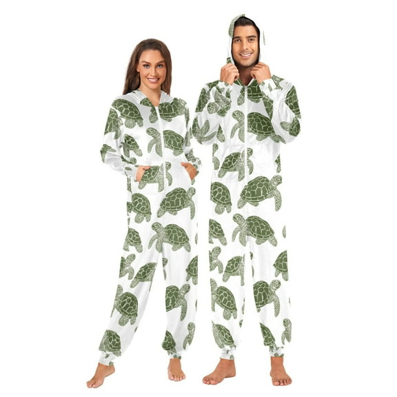 joogoo Turtle Retro Unisex Adults Onesies Pajamas Jumpsuits L