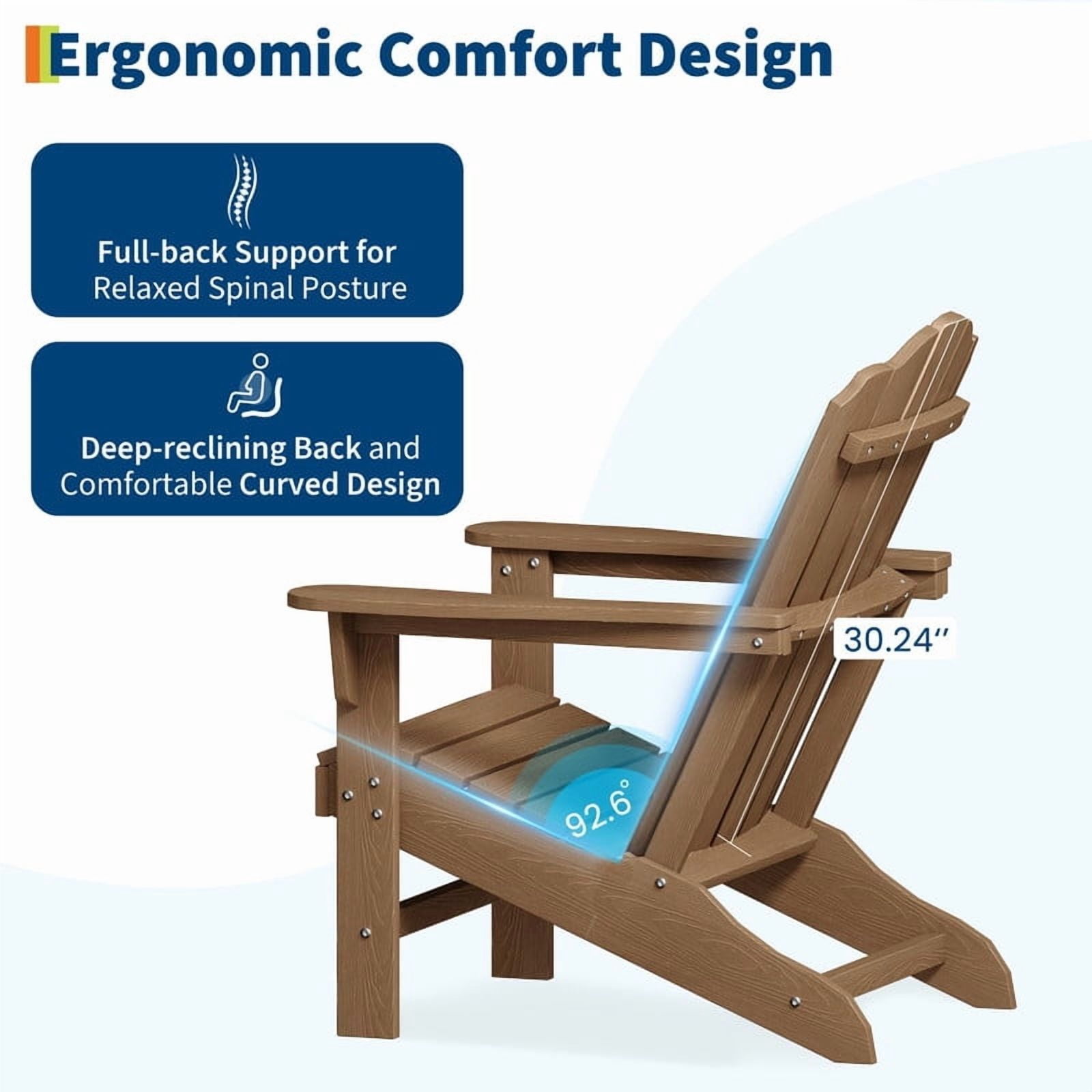 TROPOW 2PCS Adirondack Chair for Patio, HDPE Outdoor Lawn Chair with Wood Texture for Garden Backyard Deck Poolside Use