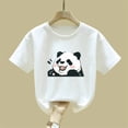 thumbnail image 6 of IVEYRTF Girls Cartoon Panda Print Short Sleeve T-Shirt Round Neck Pullover Top for Play Activities Casual Outfit Comfort Fit Panda Tee Top(White#1,11-12 Years), 6 of 6