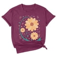 thumbnail image 3 of TSADFHJI Hauts d'Été pour Femmes T-Shirt Décontracté d'Été à Manches Courtes Imprimé Col Rond TTTG Violet, 3 of 3