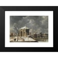 thumbnail image 2 of Jan Abrahamsz Beerstraaten 18x14 Black Modern Framed Museum Art Print Titled - Amsterdam, a View of the Heiligewegspoort from the North-West, with Skaters on a Frozen Canal, 2 of 5
