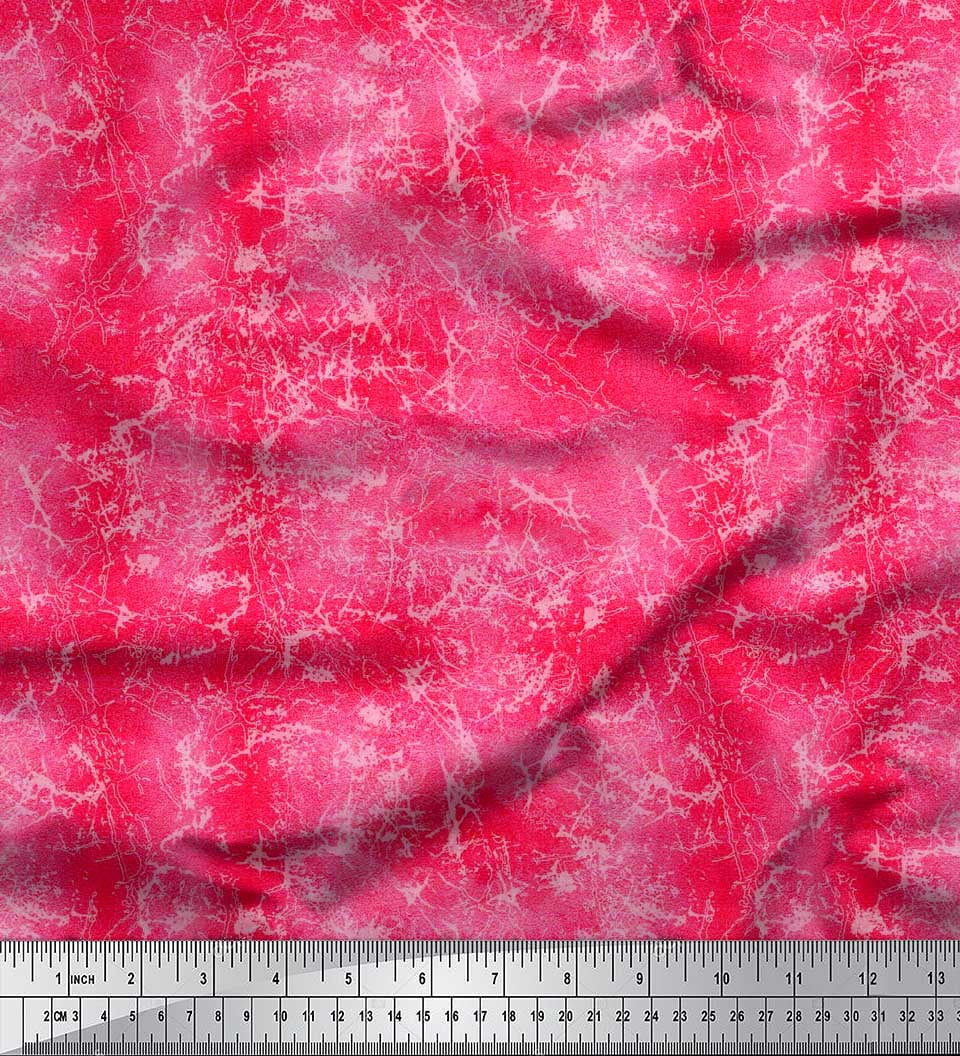 Soimoi Poly Georgette Fabric By The Yard - Pink Heart & Sunshine Print, 42" Wide