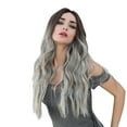 thumbnail image 3 of DOPI Long Pear Roll Big Wave Wig Dark Brown Gradient Gray Wig Mechanism Rose Net(2Pack), 3 of 5