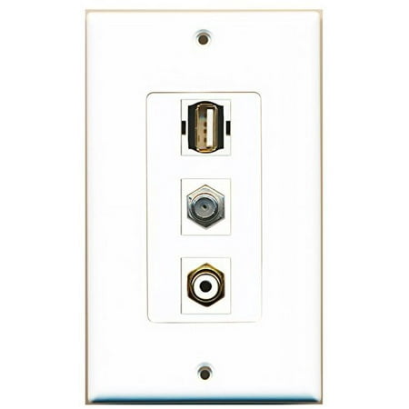 RiteAV - 1 Port RCA White and 1 Port Coax Cable TV- F-Type and 1 Port USB A-A Decorative Wall Plate Decorative price history on PriceWatchPro