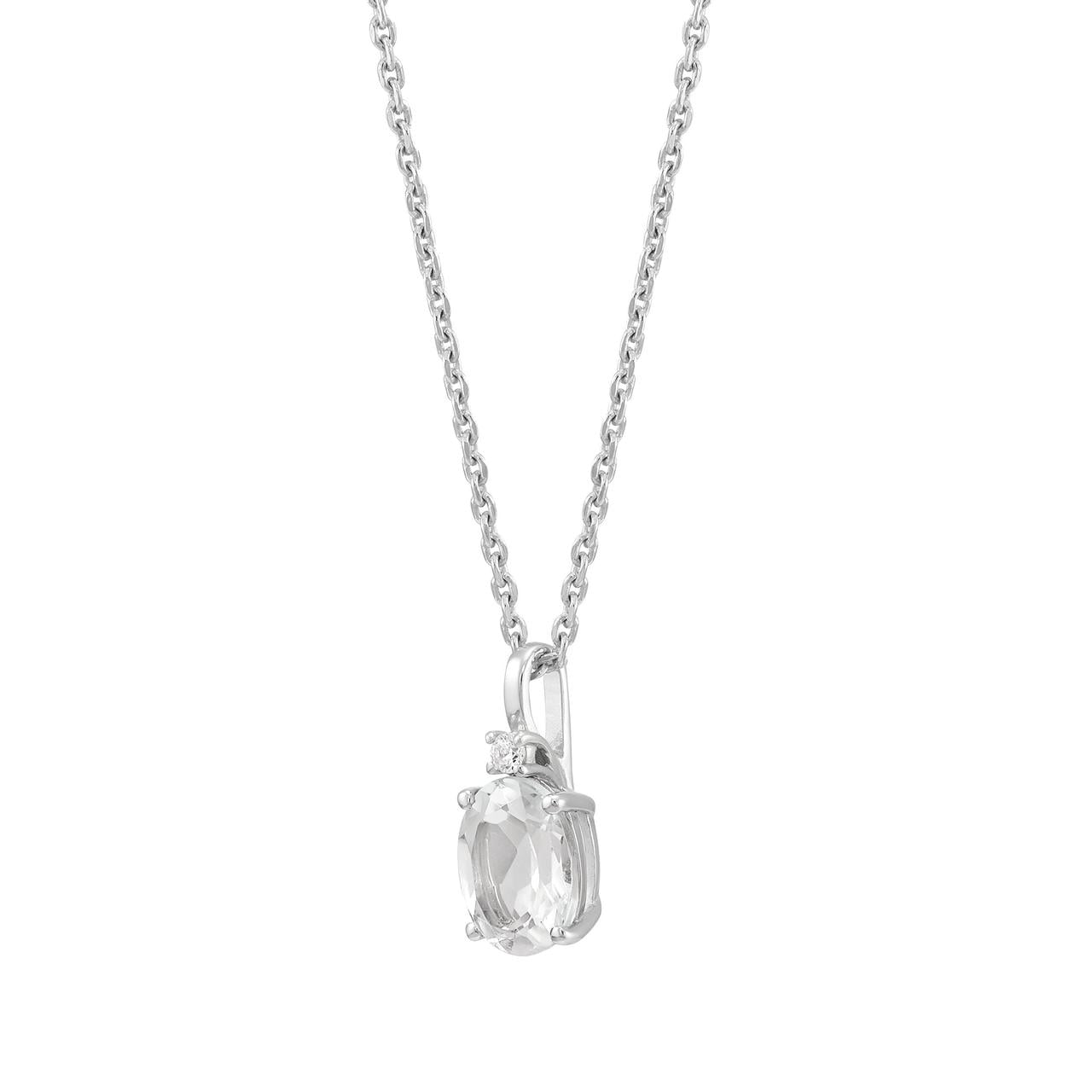 Brilliance Fine Jewelry White Topaz and White Cubic Zircoina Pendant Necklace and Studs Set in Sterling Silver