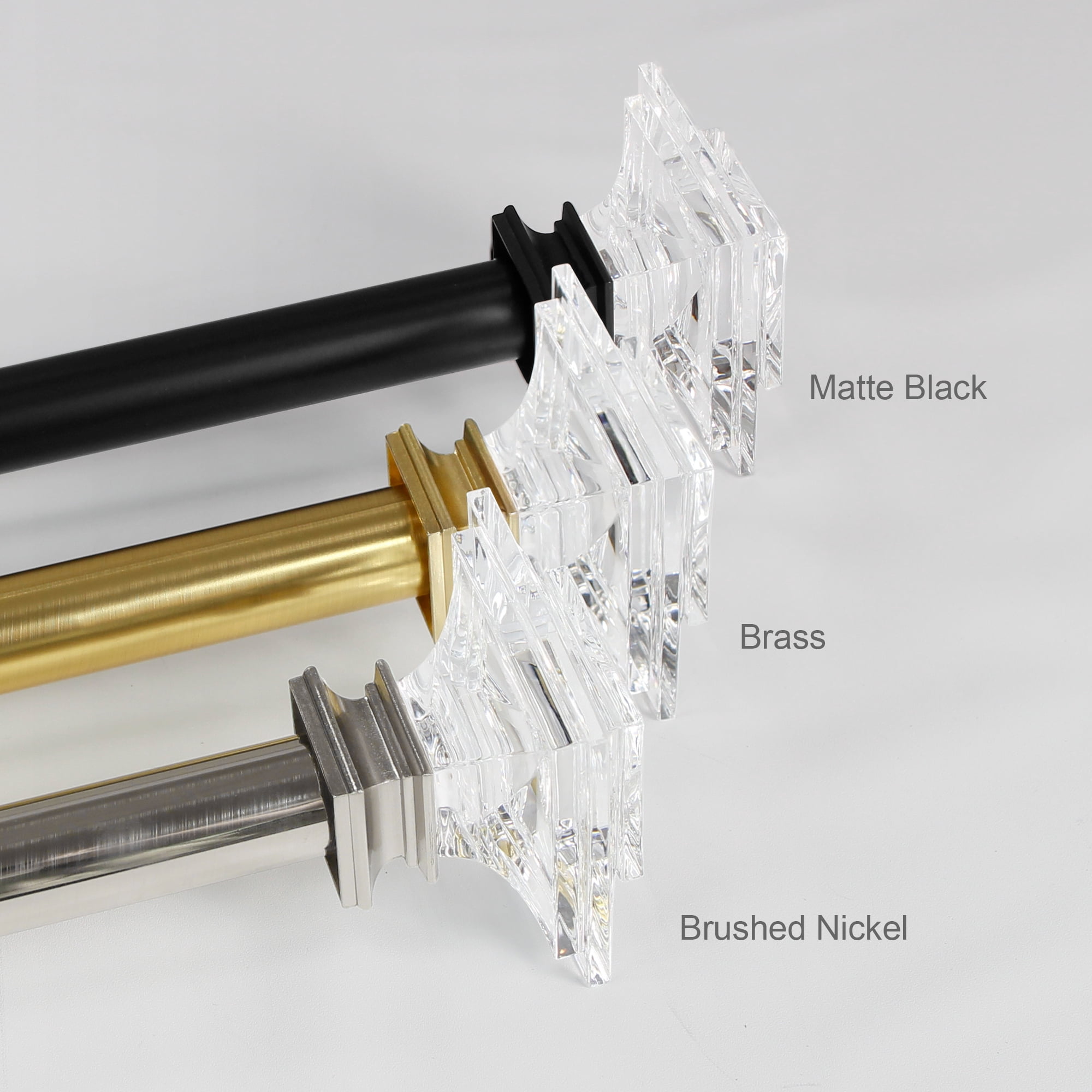 Better Homes & Gardens 1 in Clear Acrylic Square Single Curtain Rod, Brass, 120-180 in