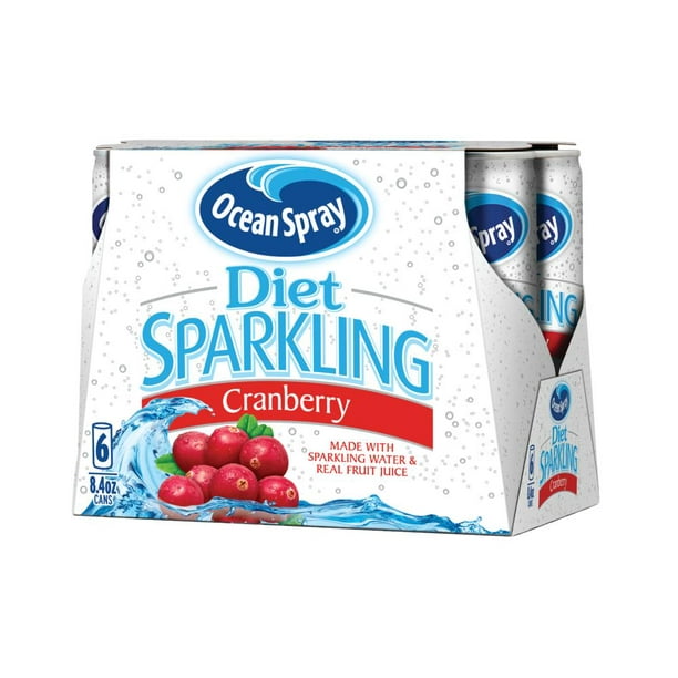 (24 Cans) Ocean Spray Sparkling Water, Diet Cranberry, 8.4 fl oz