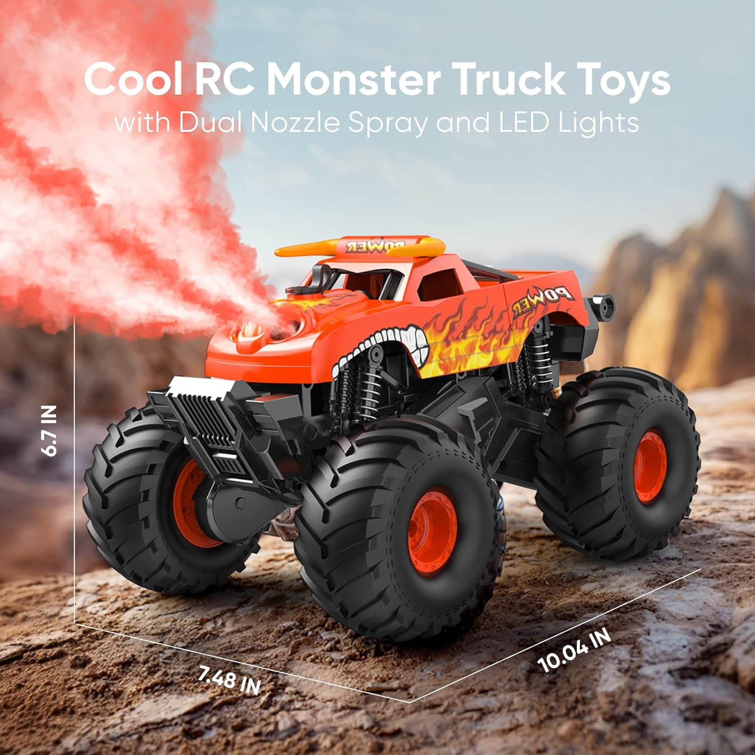VKFVKF 1:16 Waterproof Remote Control Monster Truck - 4WD Amphibious All Terrain RC Car, Off-Road Toy Truck with Rechargeable Battery, Gift for Kids