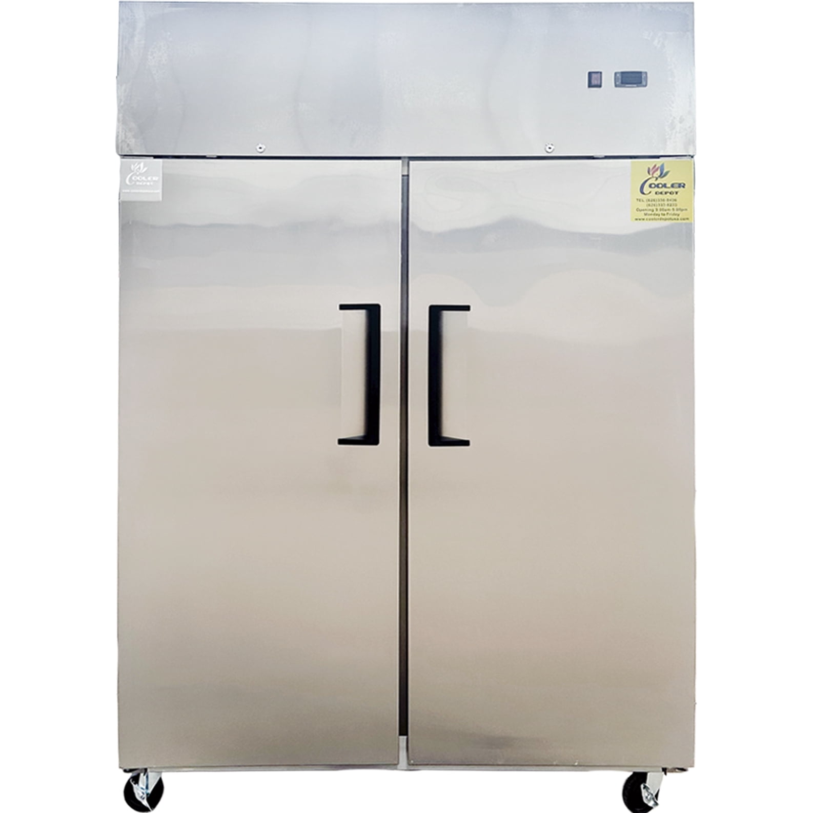 NSF Stainless Steel 55 Cu.Ft. Top Mounted Reach-In Freezer 2 Door Solid Door Commercial Upright Freezer