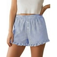 thumbnail image 5 of PRETTYGARDEN Womens Boxer Shorts Y2K Ruffle Shorts Summer Spring Lounge Striped Casual Beach Bottoms Pockets, 5 of 10