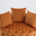 thumbnail image 5 of Accent Chair, Velvet Living Room Chairs with Pillows, Barrel Chairs with Wooden Legs, Classical Sofa Chair, Comfy Chair for Living Room Bed Room Library, Orange, 5 of 9