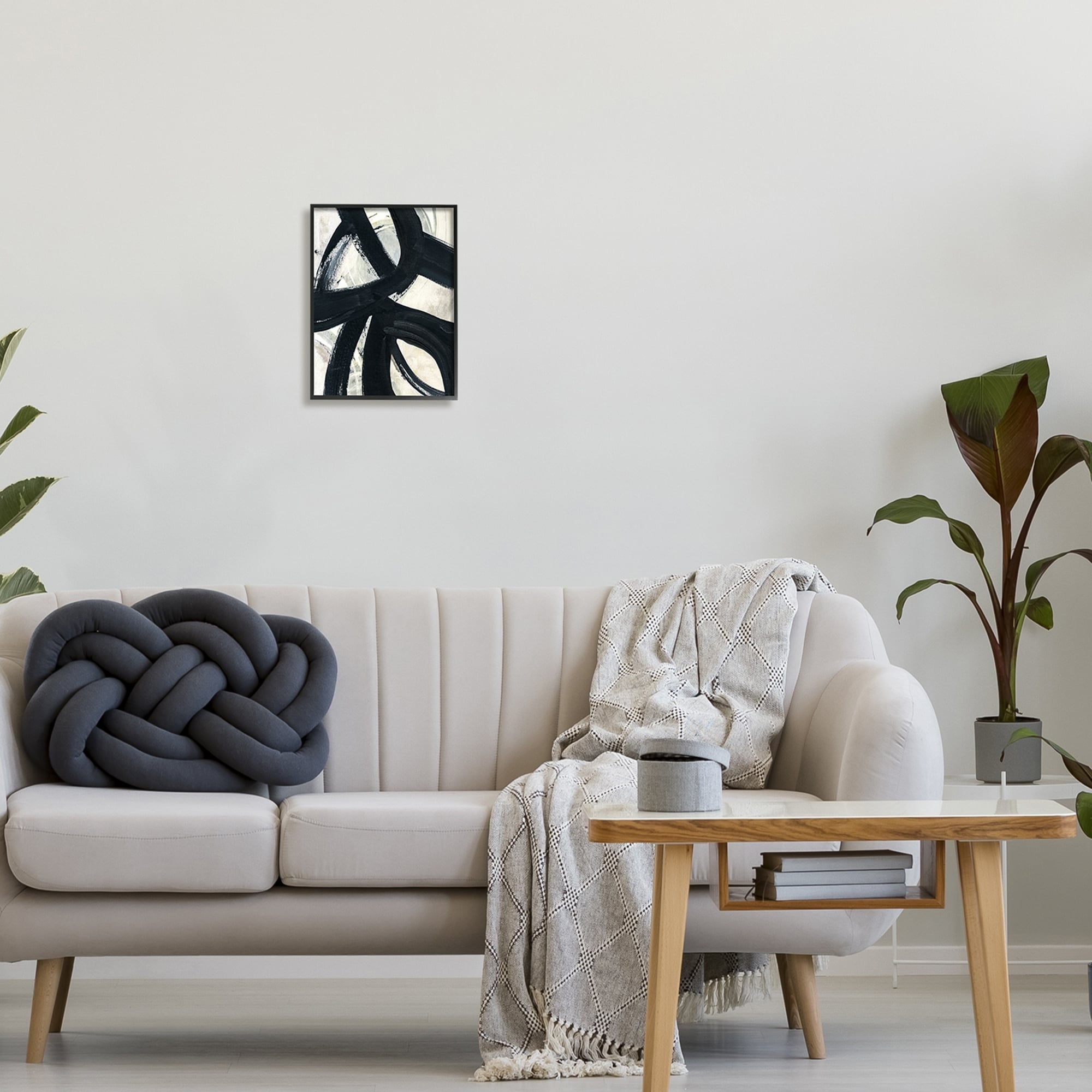 Stupell Industries Dynamic Modern Black Paint Strokes Bold Abstract Painting Black Framed Art Print Wall Art, Design by Susan Jill