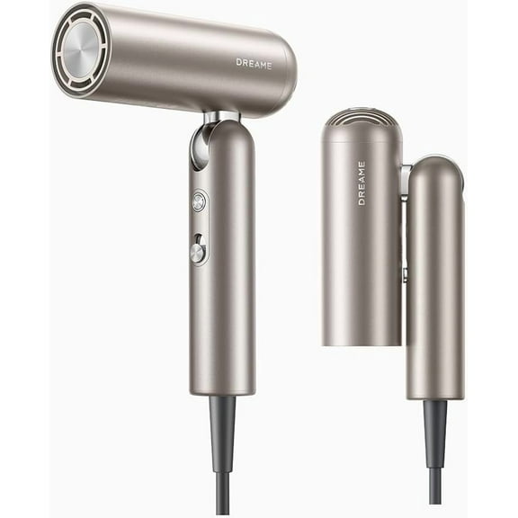 DREAME Pocket Pure High-Speed Hair Dryer, Lightweight Foldable Blow Dryer with 110,000 RPM Motor, Ionic Care, 5 Modes, Travel Bag, Quiet Fast Drying