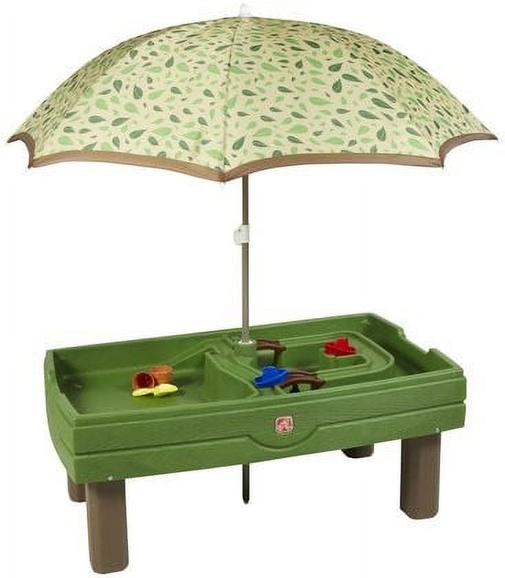Step2 Naturally Playful Green Sandbox and Water Table for Toddler with Cover and Umbrella - image 2 of 5