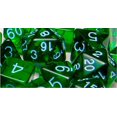 thumbnail image 2 of Set of 15 Large High-Visibility Polyhedral Dice: Translucent Dark Green with Lt Blue Numbers (3d4 4d6 2d8 1d10 1d% 1d12 3d20), 2 of 4