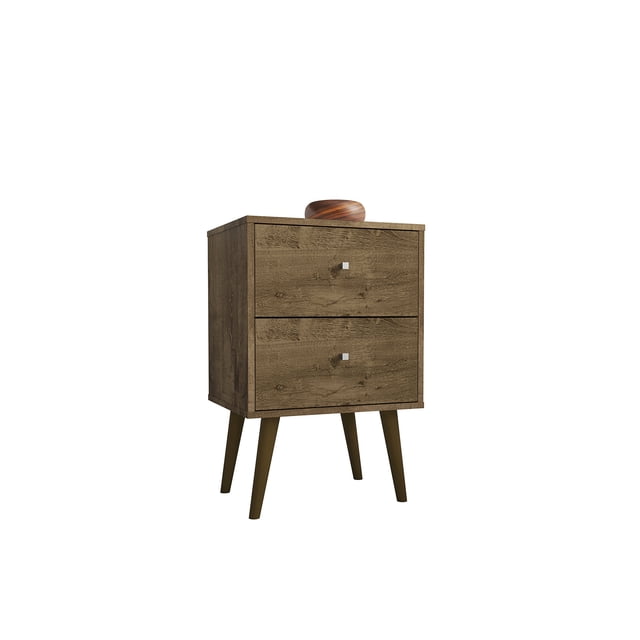 Manhattan Comfort Liberty Table de Chevet/table d'Appoint Moderne à 2 Tiroirs pour Chambre, Brun Rustique