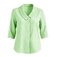 thumbnail image 4 of Enjoytime Ladies Tops and Blouses 3/4 Sleeve Collared V-Neck Button Down Blouses Business Casual Plus Size Womens Clothing, 4 of 6