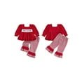 thumbnail image 3 of Loicainy Baby Toddler Girl Valentine’s Day Outfits 6 12 18 24 Months 2T 3T 4T Long Sleeve Letter Tops + Plaid Flare Pants Set Kids Clothes, 3 of 9