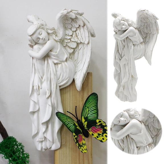 Sleeping Angel Ornament European Resin Statue Wall Hanging Door Frame Sculpture for Home and Garden