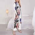 thumbnail image 3 of Picia Patriotic Skull Art Pattern Women’s Long-Sleeve Sleepwear Set - Soft 2-Piece Loungewear with Pockets, Comfy PJs for Relaxing Nights-, 3 of 7