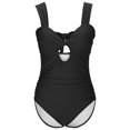 thumbnail image 4 of Womens Bikini Swimsuits Oversized Sleeveless Solid Color, Neck Dew Belly V-Neck Swimwear, 4 of 7