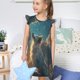 thumbnail image 4 of Balery Starry Sky Cloud Wolf Camisón de princesa para niñas, pijama de algodón con mangas abullonadas, suave y bonito.-XX-Large, 4 of 6