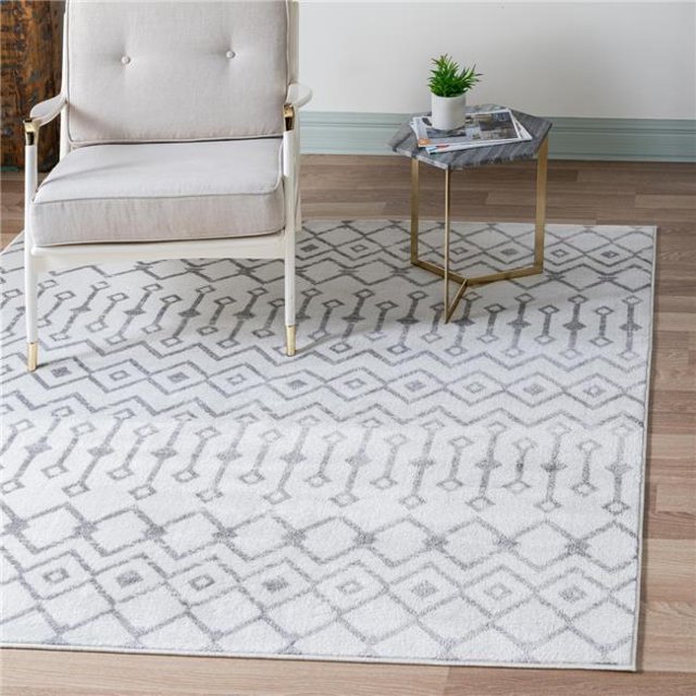 Unique Loom 3147519 8 x 8 ft. Moroccan Trellis Square Rug, Ivory