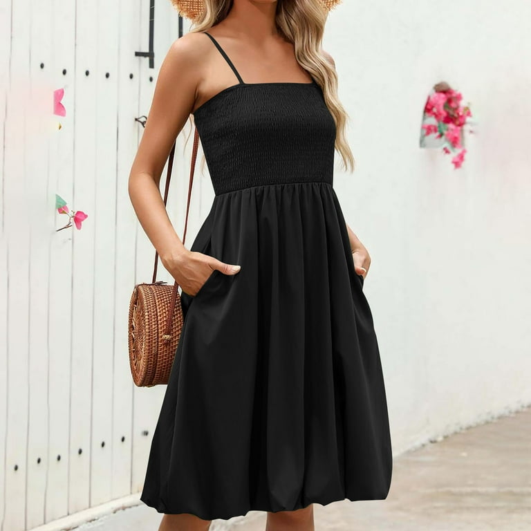 JGGSPWM Womens 2025 Summer Dress Casual Spaghetti Straps