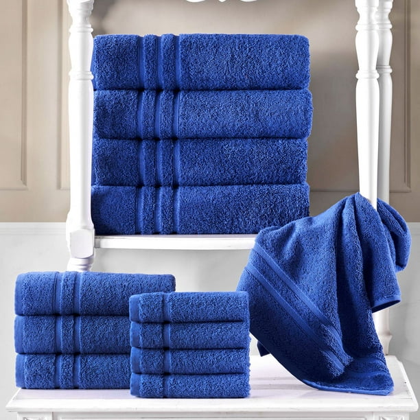 Hawmam Linen Royal Blue Bath Towels 8 Pack Soft Plush Quickdry Large 27 x 54 Super Absorbent 600 GSM Low Lint 100 Turkish Cotton Luxury Blue Towels for Spa Gym