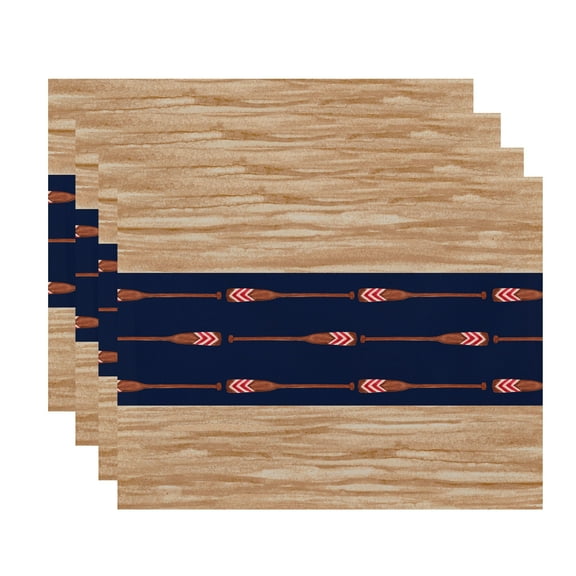 Simply Daisy, 18 x 14 Inch, Oar Stripe Center, Stripe Print Placemat (Set of 4), Navy Blue