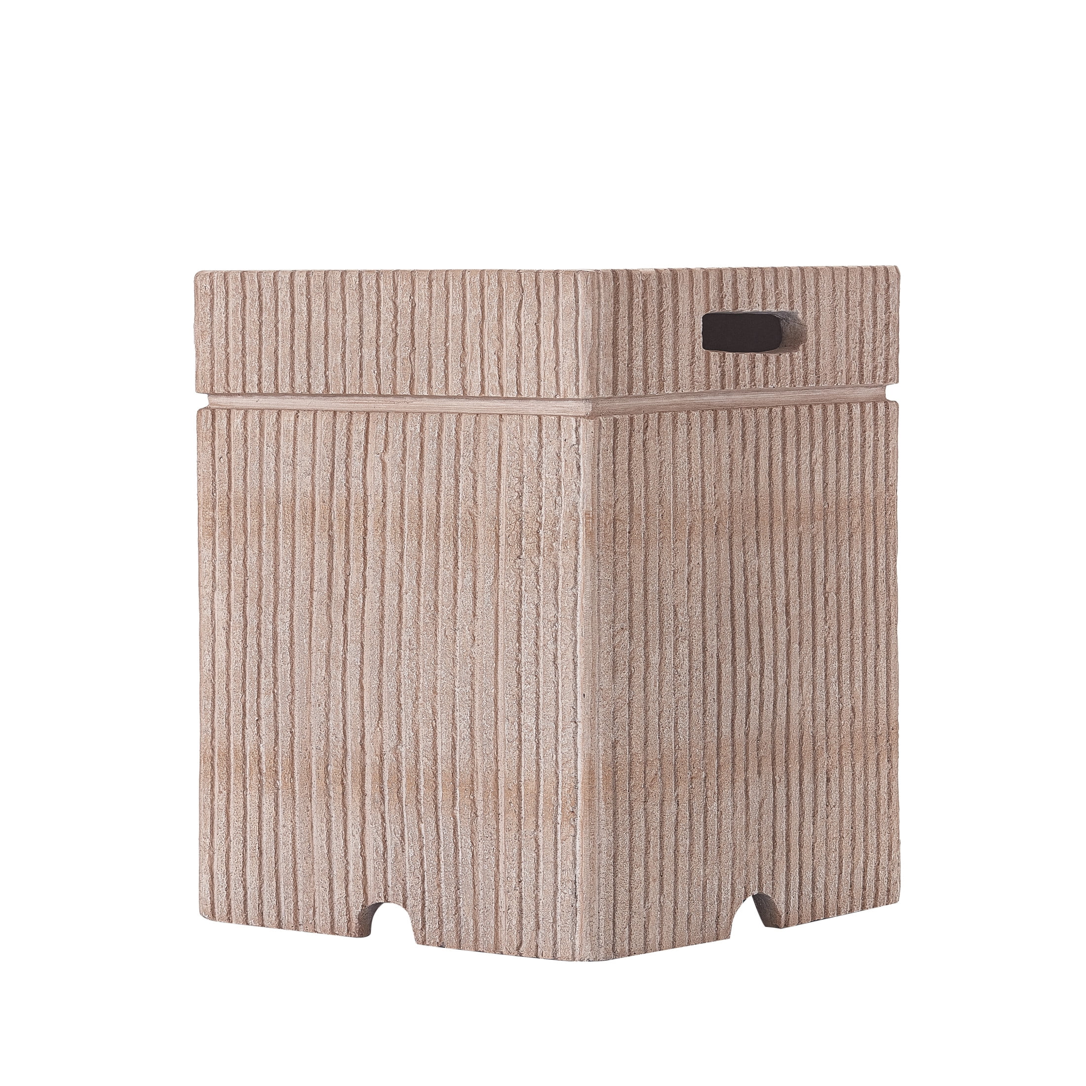 Christopher Knight Home 20" MGO Propane Tank Holder & Outdoor Side Table, Natural Travertine
