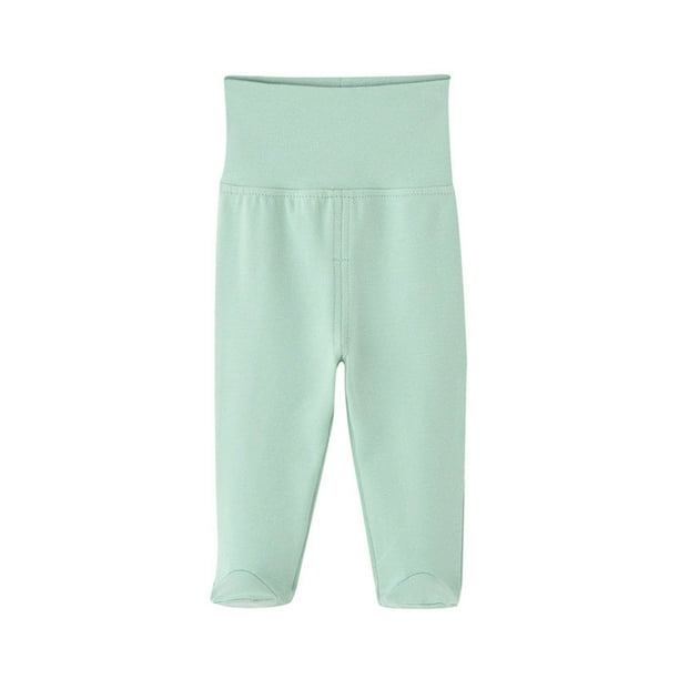 Odeerbi 3-12 Meses Niños Niñas Algodón Footie Pijama Pantalones de Cintura Alta Sleepwear Bottoms Cómodo Color Sólido Sleepwear Casual Pantalones